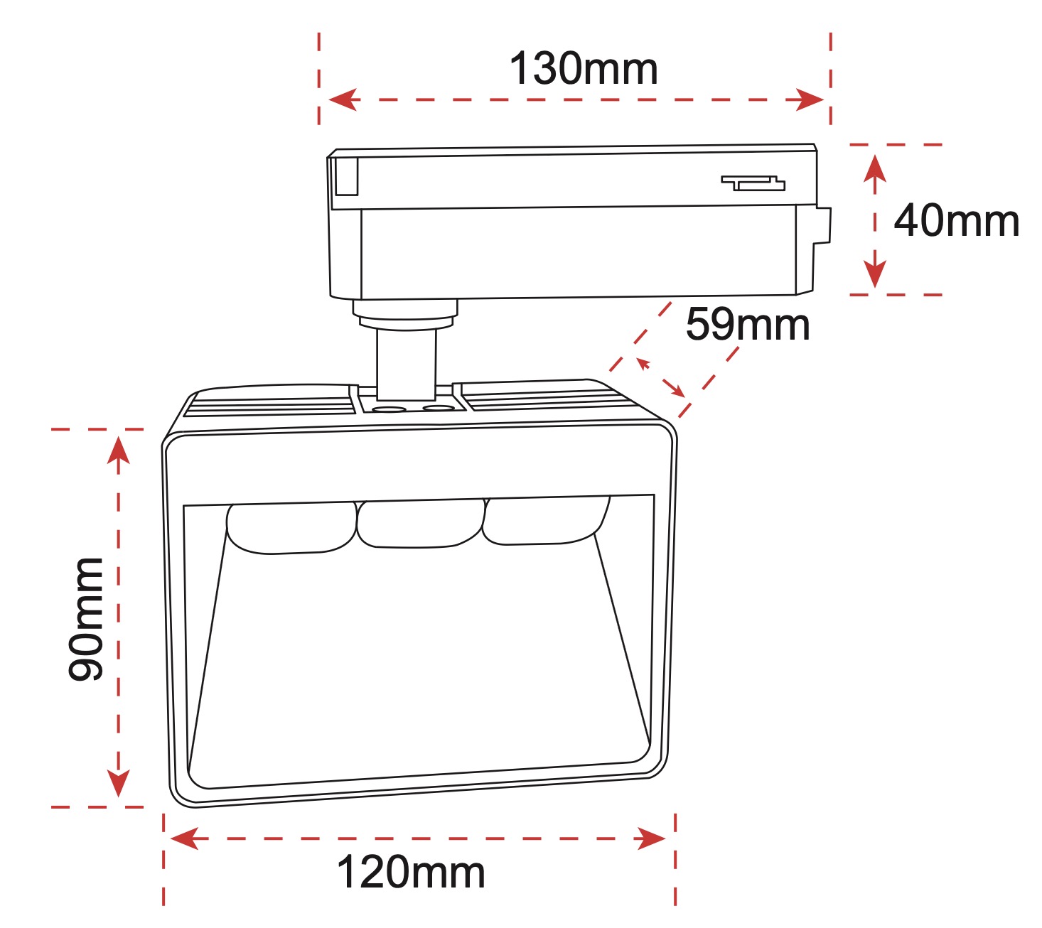 20W Track Flood Light IP20 3000K 2000lm 2